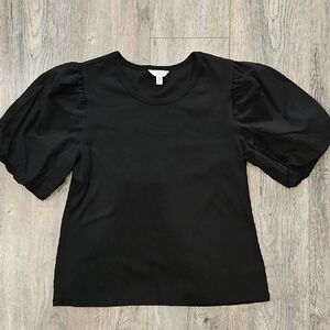 Time and Tru Black Puff Sleeve Blouse